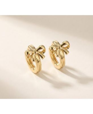 Gold-Tone Brass Bow Hoop Earrings