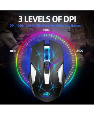 2.4G Wireless Rechargeable Gaming Mouse, 3 Adjustable DPI (1000/1600/2400)
