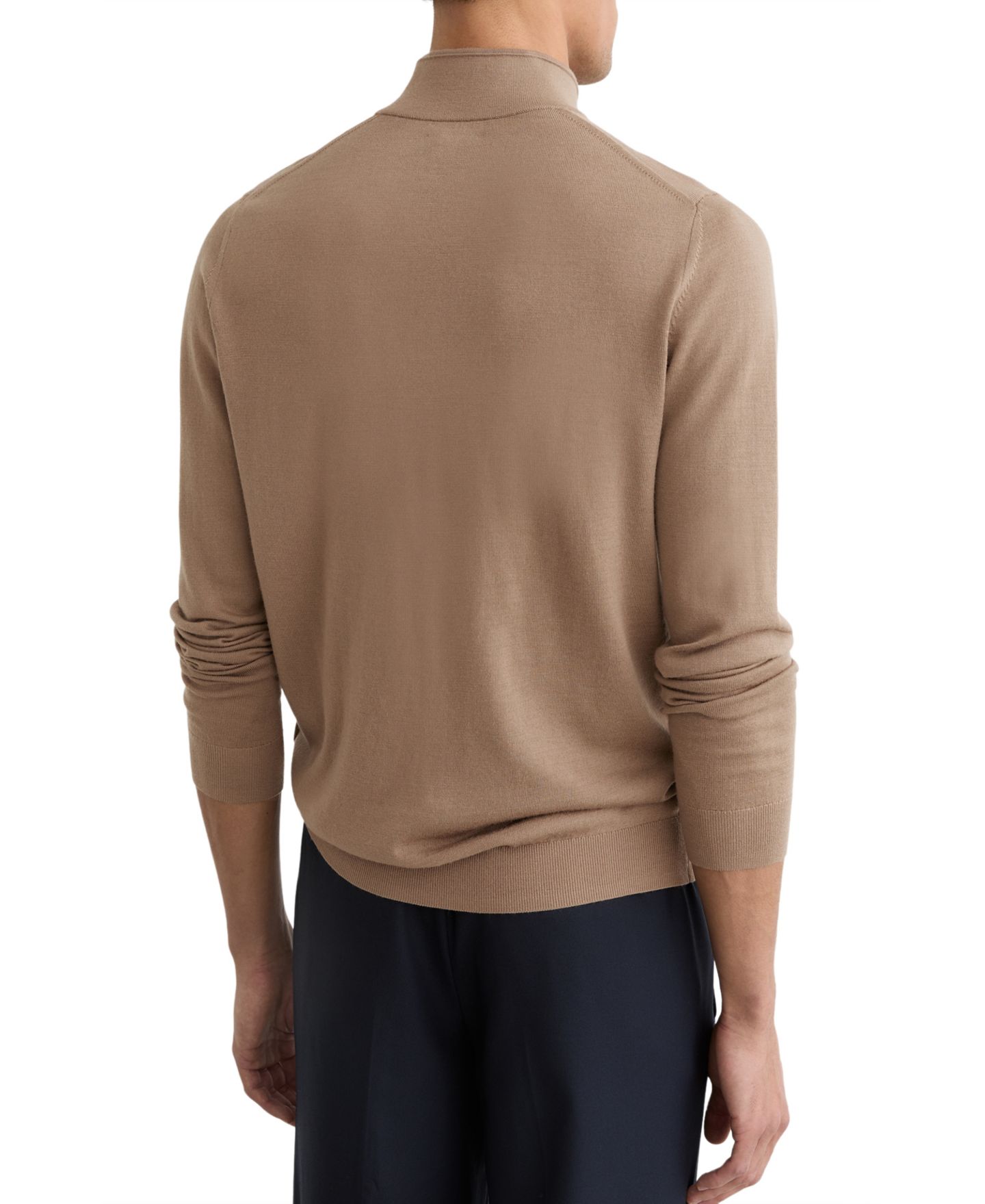 Мужской свитер REISS Blackhall Merino Wool Half-Zip Funnel Neck, цвет: Верблюжий коричневый — фото 4