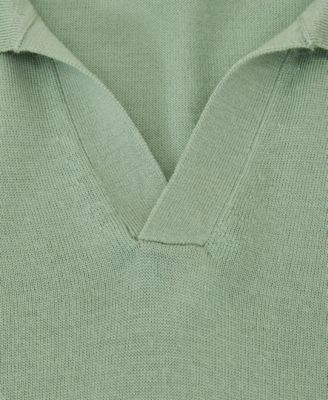 Men's Merino Wool Open Collar Polo Shirt