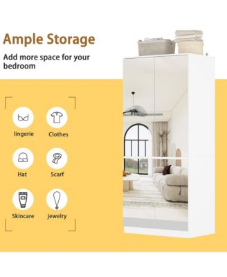 High Gloss Mirrored Doors Wardrobe Armoires with 4 Mirror Doors