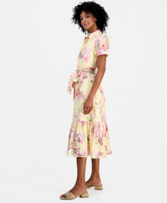 Women's Short-Sleeve Tiered Shirtdress