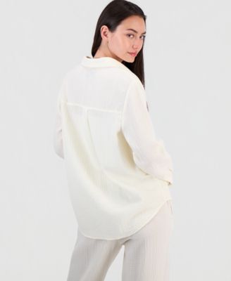 Juniors' Cotton Gauze Shirt