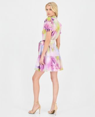 Women's Puff-Sleeve Floral-Print Shirtdress