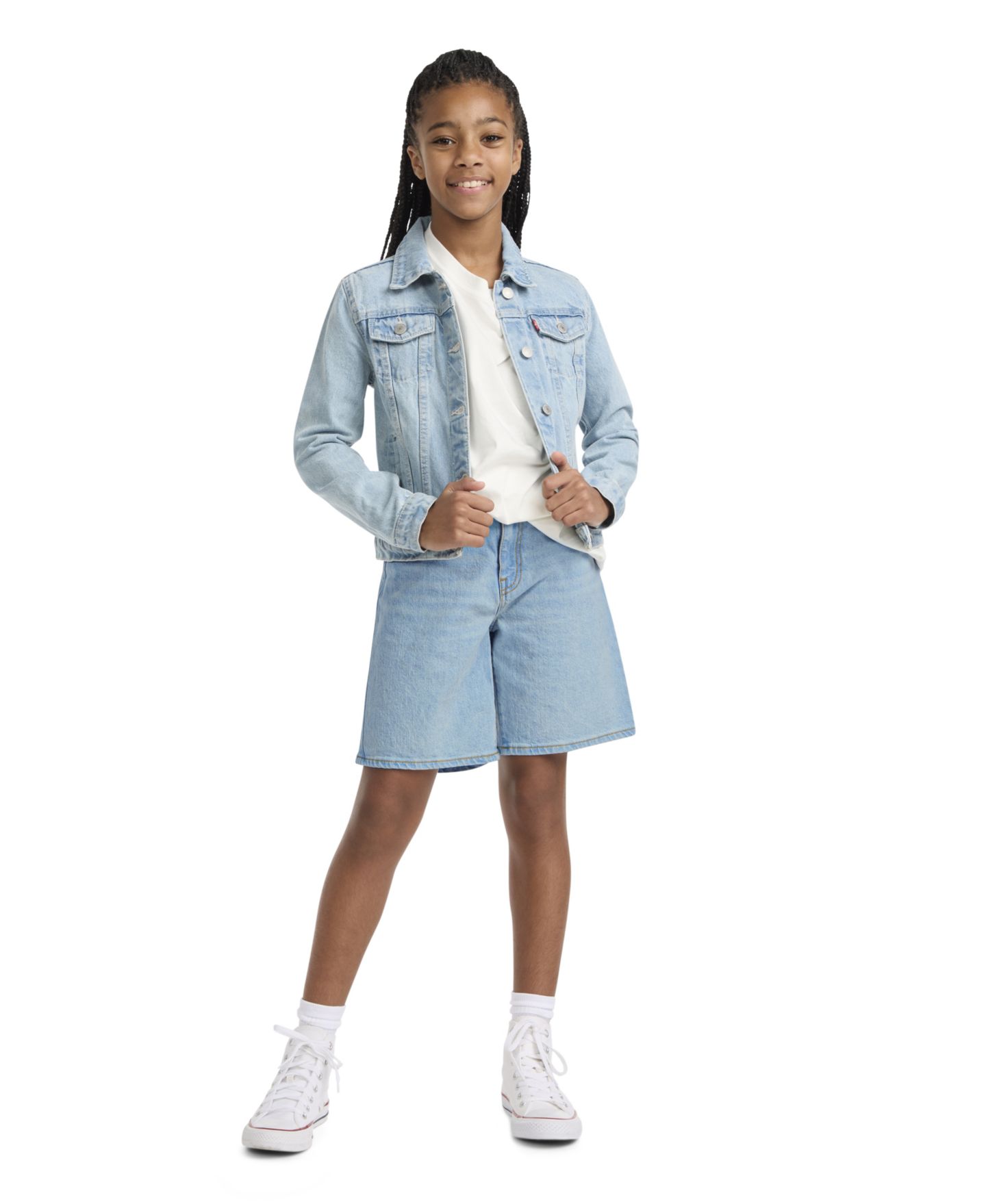 Шорты Levi's 94' Baggy Shorts для девочек, цвет: Светлый пастельный синий — фото 3