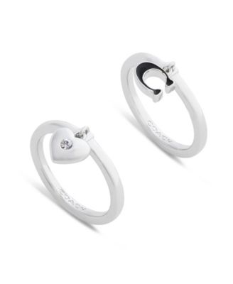 Faux Stone Signature C Rexy Charm Duo Ring Set