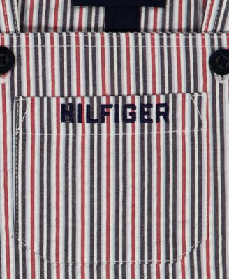 Baby Boys' Polo Collared T-Shirt and Seersucker Stripe Shortalls, 2-Piece Set