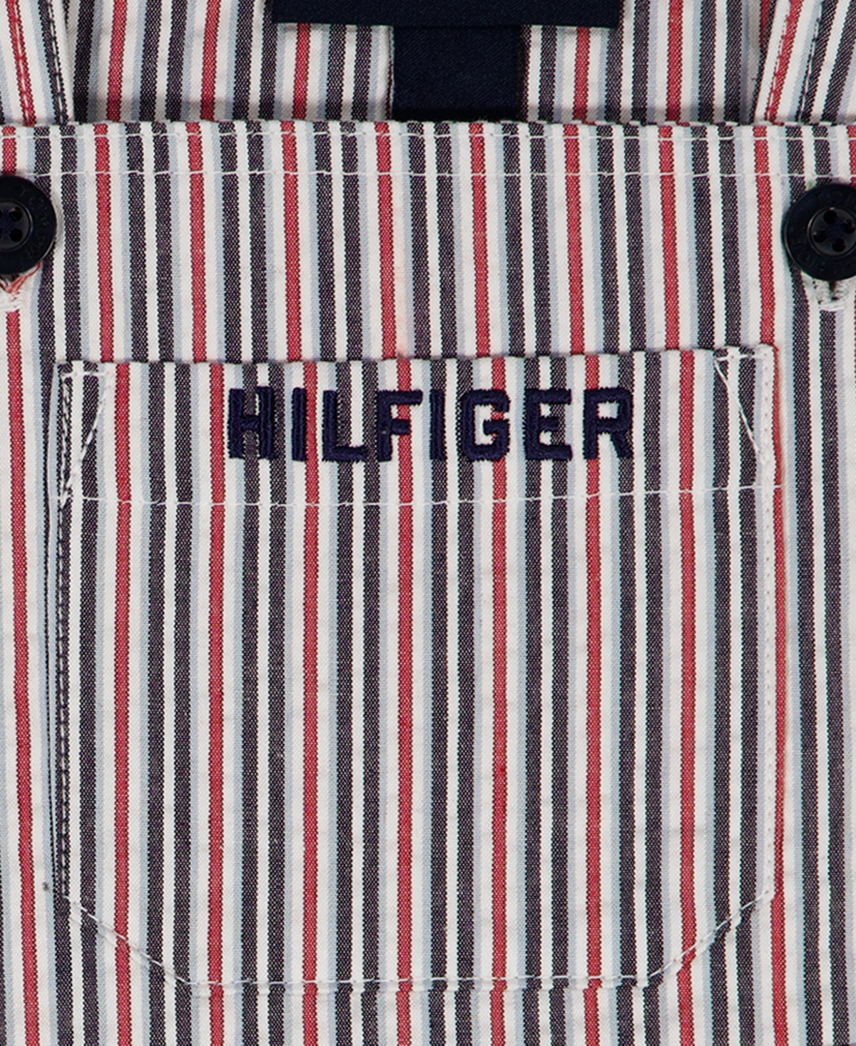 Tommy Hilfiger Baby Boys' Polo Collared T-Shirt and Seersucker Stripe Shortalls, 2-Piece Set
