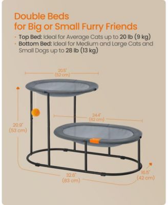 2-Tier Elevated Pet Bed with Steel Frame, Breathable Mesh, Washable Fabric, Top 20 lb/Bottom 28 lb