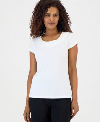 Women's Cowl Neck Cap Sleeve Top, Regular & Petites