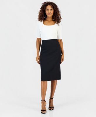 Women's Below-the-Knee Stretch Pencil Skirt, Regular & Petite Sizes