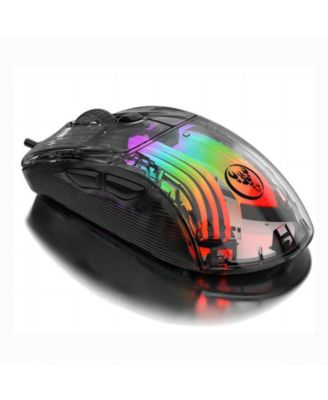 Transparent Wired Gaming Mouse, 12800 DPI Adjustable, RGB Backlight, Ergonomic Lightweight Mouse for Gamers & Office Workers