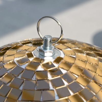 12" Large Disco Ball with Motor and Light 6RPM Rotator & 2PCS 3W RGB Spotlights for 70s 80s Party DJ Bands Club Event Champagne Gold