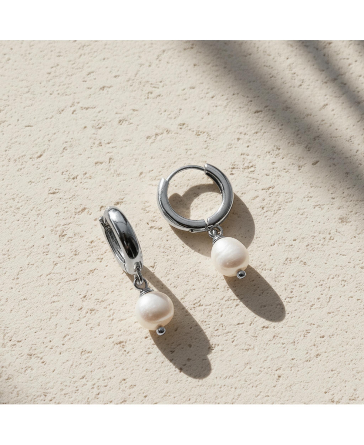 Joey Baby Silver Mini Hoop Earrings with Freshwater Pearl Drop