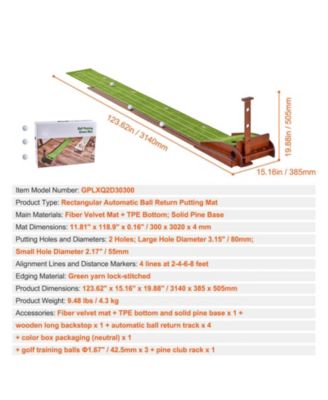 Golf Putting Mat Indoor 2-Hole Green with Ball Return Alignment Guide and Base