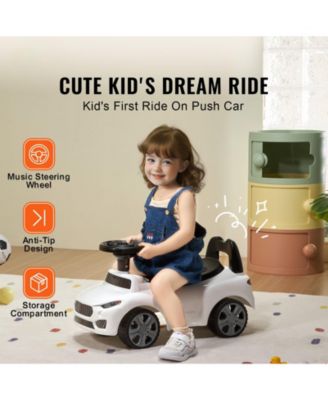 White Ride On Push Car with Music & Storage, Ages 1-3