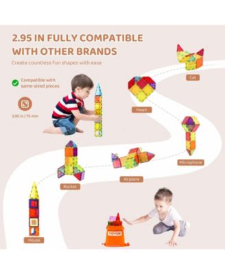 55-PC Magnetic Tiles Starter Set with Car Base & Number Cards