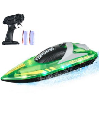 2.4GHz RC Racing Boat with LED Navigation Lights & Waterproof Design, Green