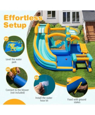 Inflatable Water Slide Bounce House with Cannon and Games