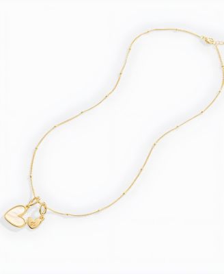 Mother Of Pearl Heart Initial Necklace in Gold Plated Sterling Silver