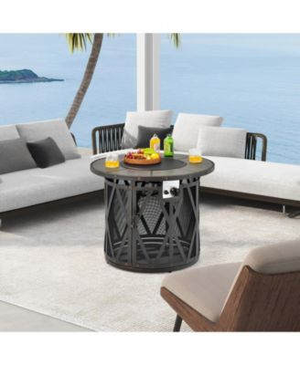 32 Inch 30000 BTU Fire Pit Table with Fire Glasses and PVC Cover