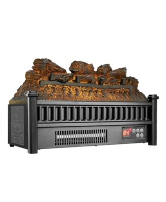 Electric Fireplace Log 20" Insert Heater with Remote 24H Timer Black