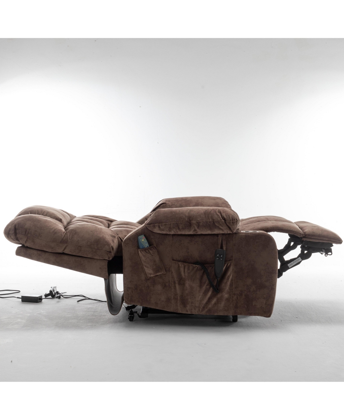 Boyel Living Velvet Lift Recliner with Heat and Massage Lift Sofa Chair with 2 Pockets, 2 Cup Holder, 2 Remote