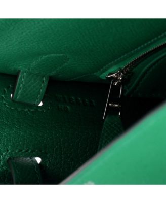 Kelly 25 Handbag Green Epsom with Palladium Hardware