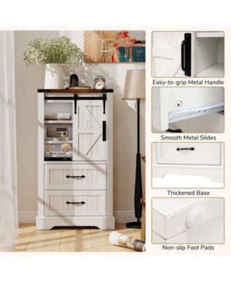 Farmhouse Freestanding Bathroom Floor Cabinet, Wood Storage Organizer