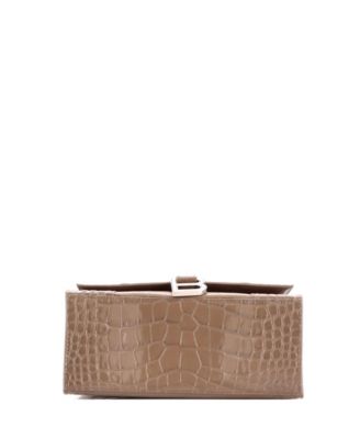 Small Hourglass Top Handle Bag Embossed Leather