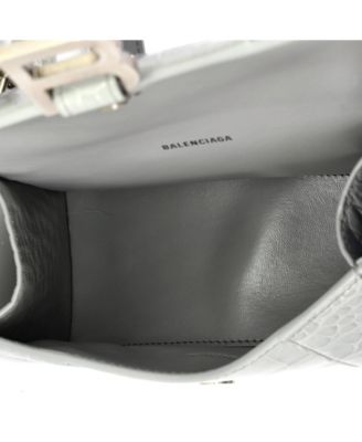 XS Hourglass Top Handle Bag Embossed Leather