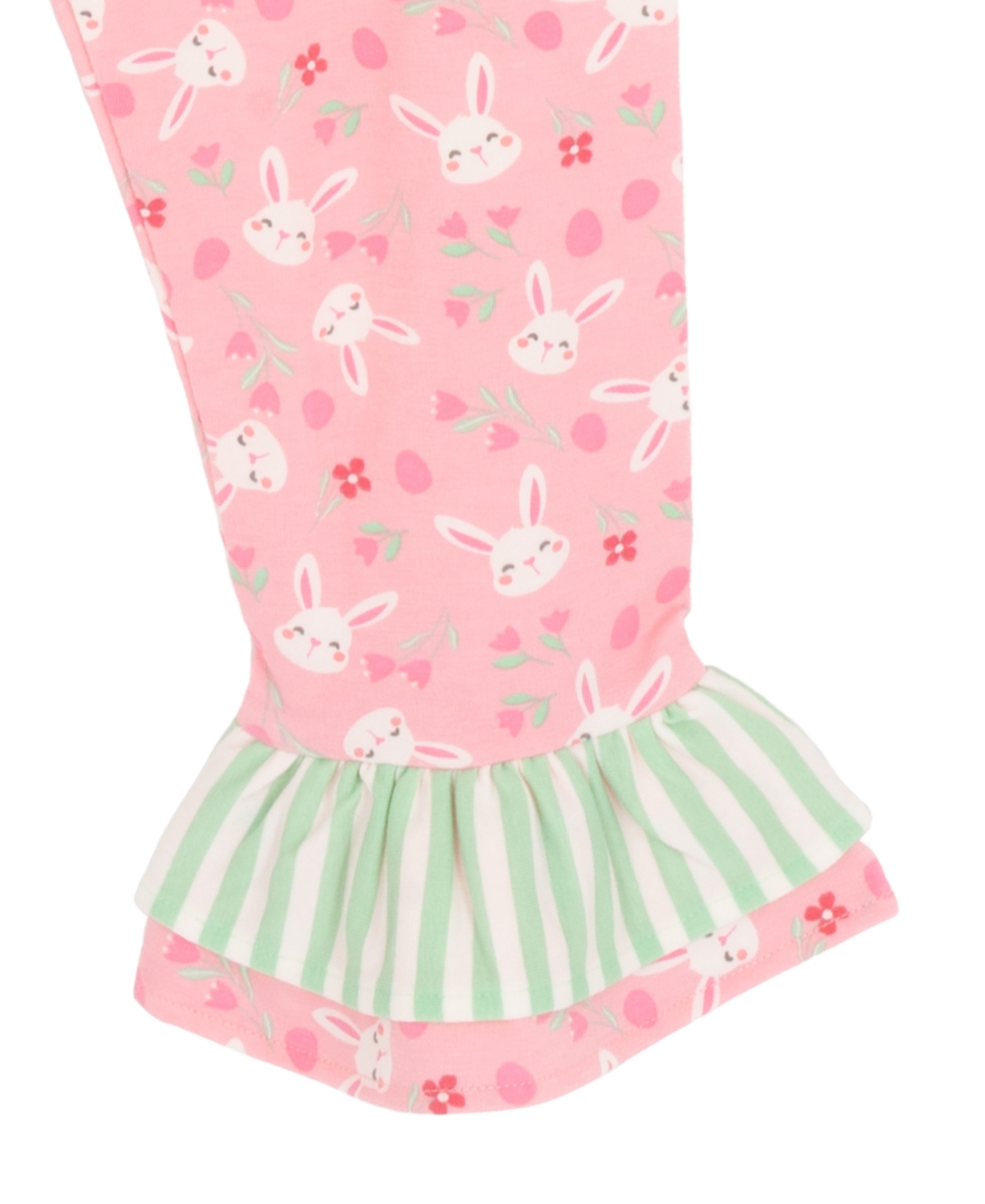 Rare Editions Girls' Toddler 2T-4T Bunny Applique Stripe Top and Printed Leggings, 2-Piece Set