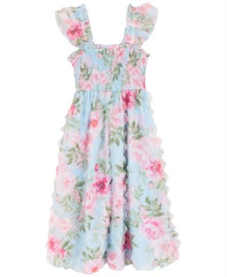 Girls' 7-16 3D Printed Smock Square Neck Dress