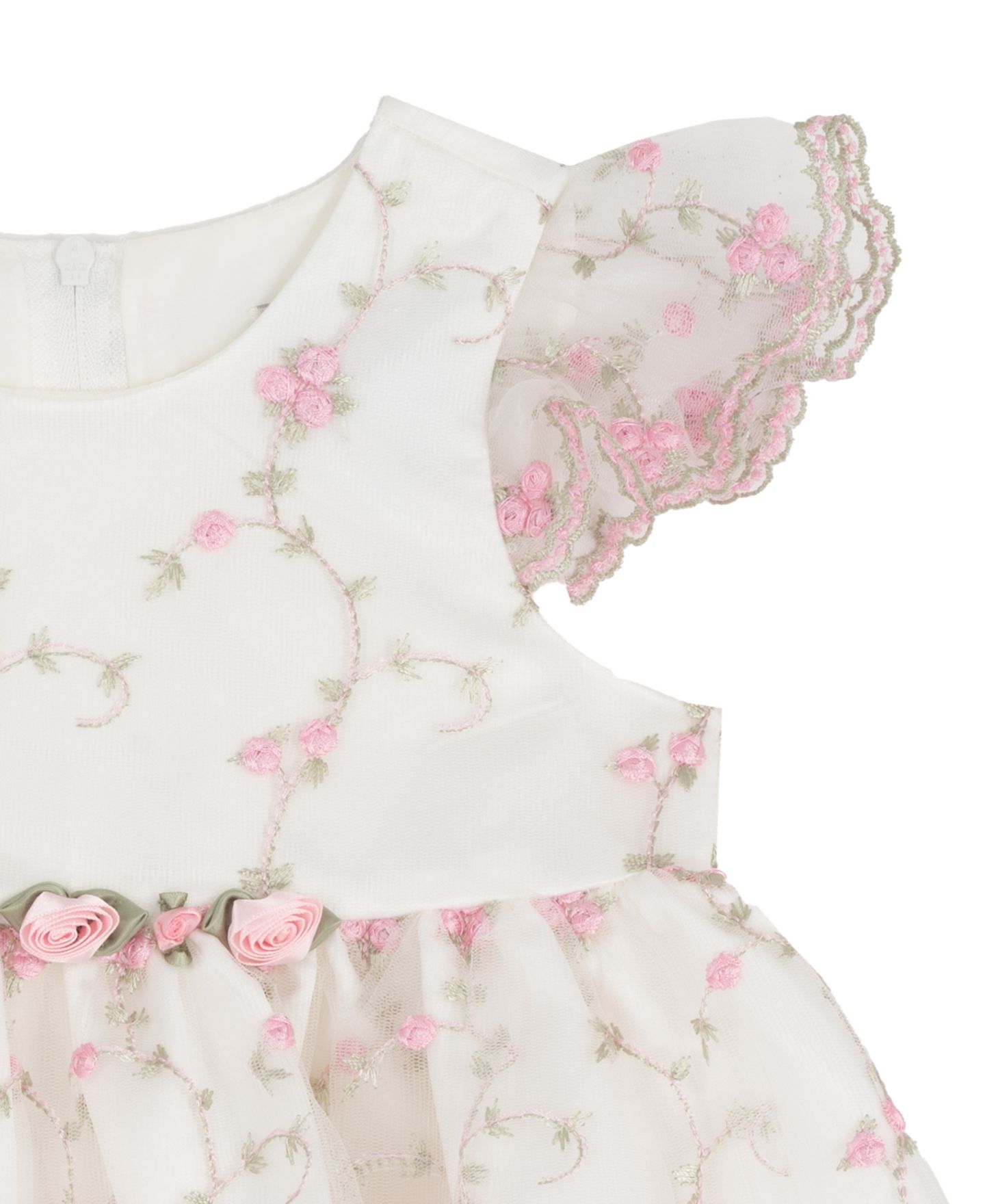 Платье Rare Editions Round Neck Embroidery Dress для девочек-малышей, цвет: Белый — фото 3