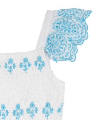 Girls' 7-16 Smocked Square Neck Dress