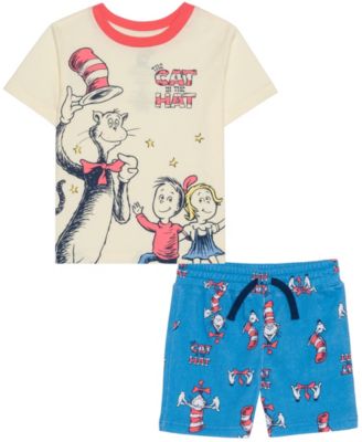 Boys' Toddler 2T-5T The Cat In the Hat T-Shirt and Shorts, 2-Piece Set