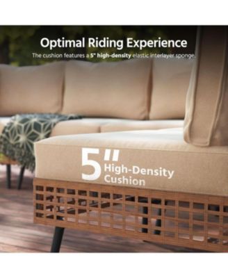 2 Pieces Outdoor Sectional Sofa Set  All-Weather PE Wicker Rattan Patio Conversation Set with Thick Cushions & Coffee Table