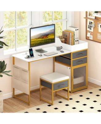 55" Makeup Vanity Desk with Rotatable Lighted Mirror, Storage Dressing Table