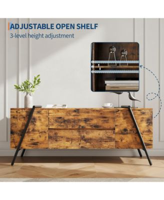 2-Drawer TV Stand with U-Shaped Metal Base, Sturdy & Stylish, Fit Up to 60 Inch TVs, Living Room/Bedroom