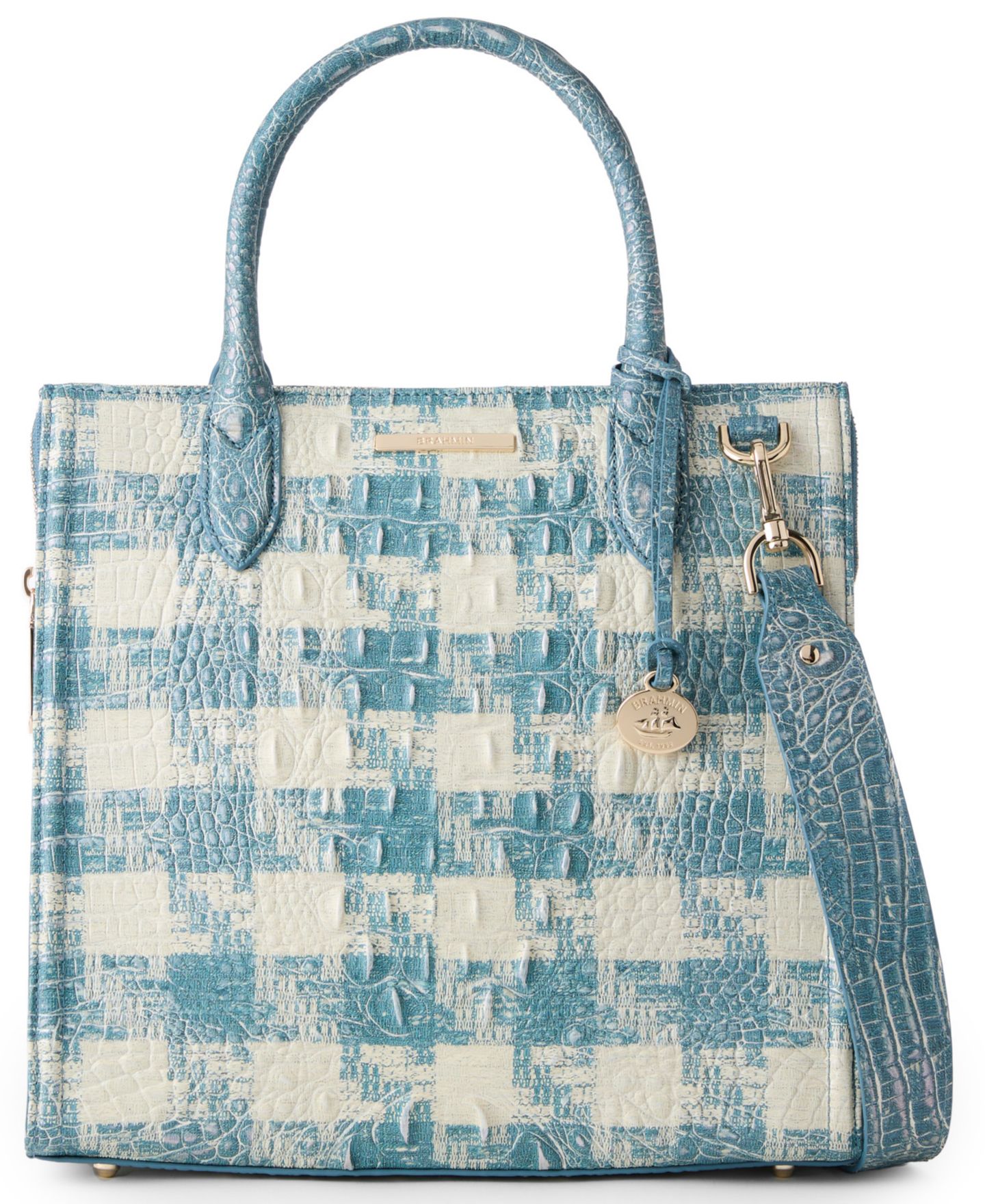 Женская сумка Brahmin Caroline Sakura Small Leather Satchel, цвет: Синий — фото 5