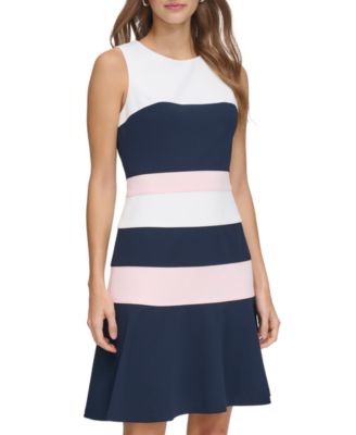 Women's Colorblocked Scuba Crepe Sleeveless Dress