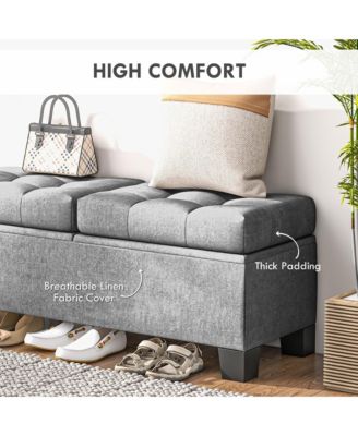 Storage End of Bed Bench, Upholstered Bench with Steel Frame