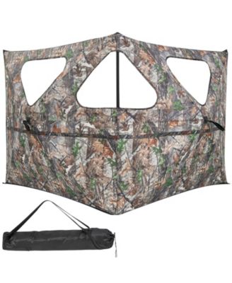 Pop-Up 2-Panel Ground Blind Fence with 3 Shoot-Through Ports, Hunting Screen