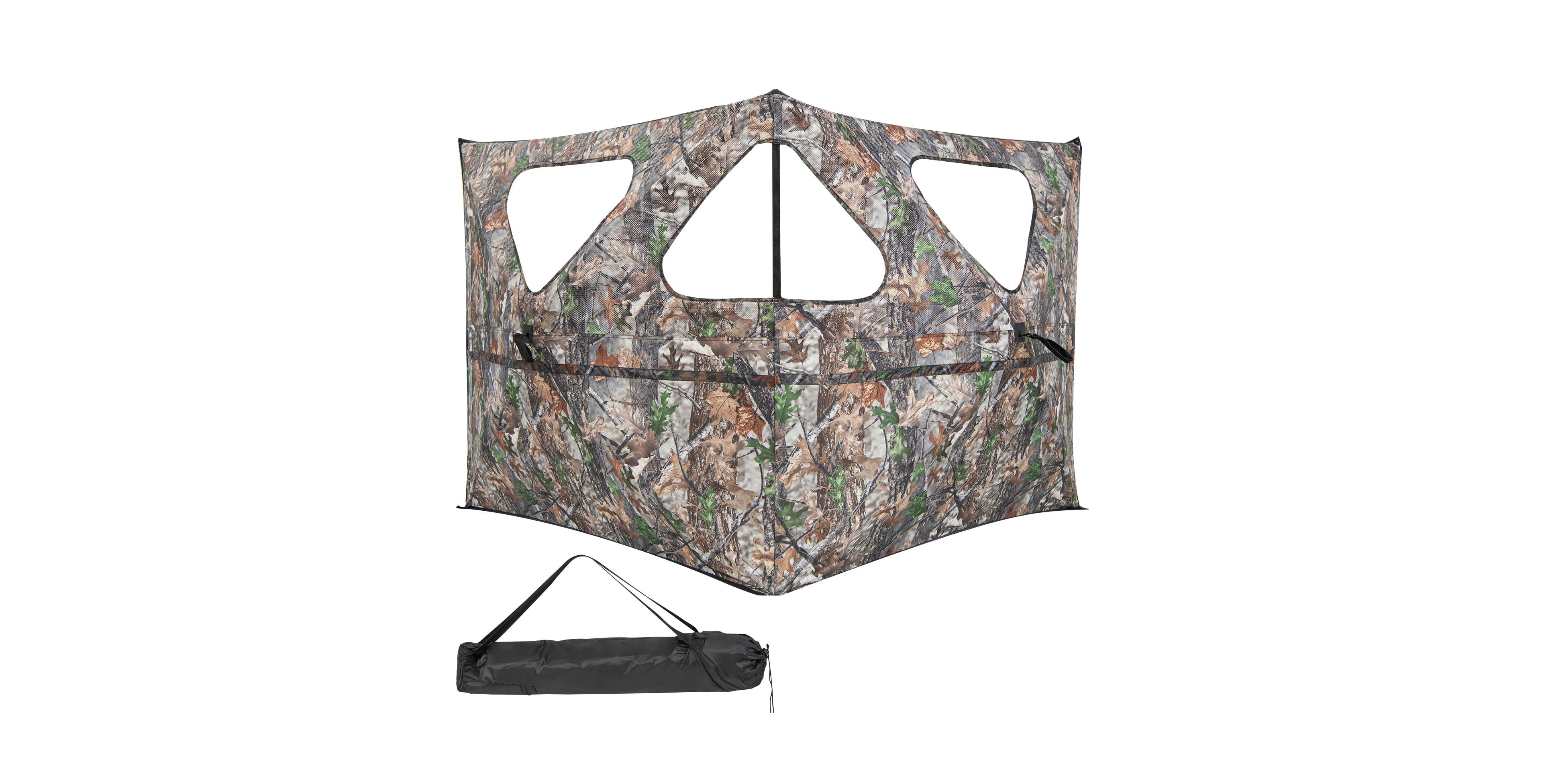 Mecale Pop-Up 2-Panel Ground Blind Fence with 3 Shoot-Through Ports, Hunting Screen