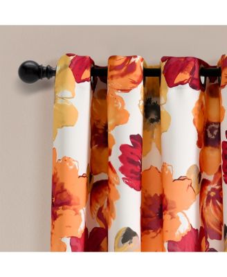 Leah Light Filtering Window Curtain Panels, Pair, 52" W x 63" L Floral Drapes for Bedroom - Farmhouse Decor