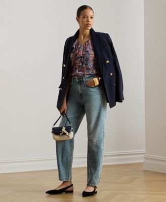 Women's Floral Ruffle Trim V-Neck Blouse