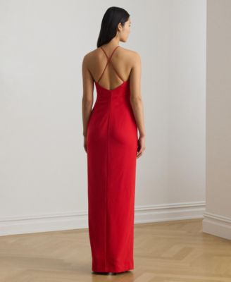Women's Double-Faced Crepe Halter Gown