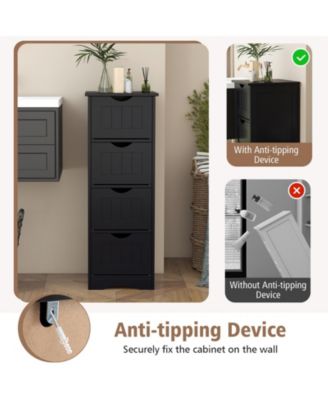 4-Drawer Freestanding Floor Storage Cabinet with Anti-Tip Safety Kit