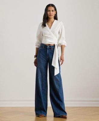 Women's Cropped V-Neck Wrap Top