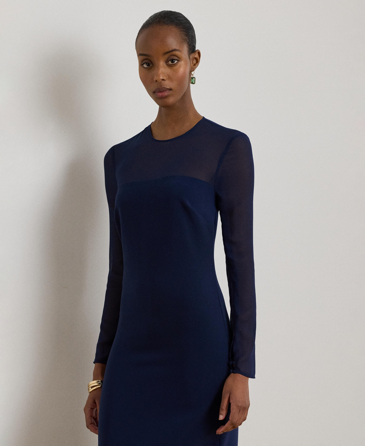 Lauren Ralph Women's Crepe & Chiffon Cocktail Dress